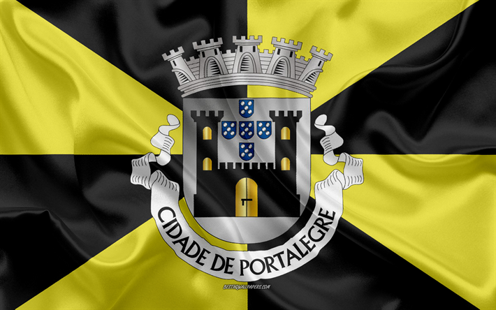 flagge von portalegre district, 4k, seide flagge, seide textur, portalegre district, portugal portalegre flagge, die region portugal