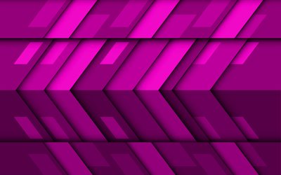 violetit nuolet, 4k, materiaali suunnittelu, luova, geometrisia muotoja, lollipop, nuolet, violetti materiaali suunnittelu, nauhat, geometria, violetti taustat