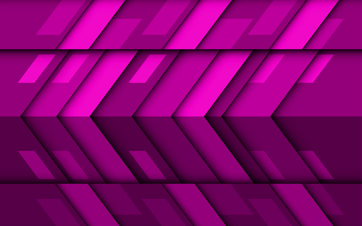 紫色の矢印, 4k, 材料設計, 創造, 幾何学的形状, lollipop, 矢, 紫材料設計, 帯, 幾何学, 紫色の背景