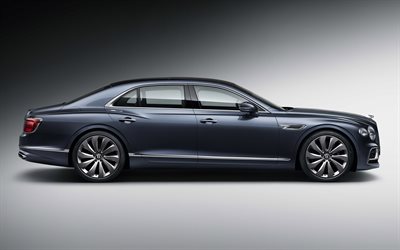 2020, Bentley Flying Spur, side view, gray luxury sedan, new gray Flying Spur, British cars, Bentley