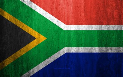 Flag of South Africa, 4k, stone background, grunge flag, Africa, South Africa flag, grunge art, national symbols, South Africa, stone texture