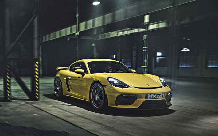 ダウンロード画像 Porsche718ケイマンgt4 フロントビュー 外観 新しい黄色718ケイマンgt4 ドイツスポーツカー ポルシェ フリー のピクチャを無料デスクトップの壁紙