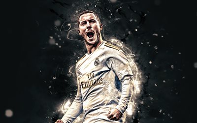Eden Hazard, 2019, les belges, les footballeurs du Real Madrid CF, le football, fan art, Eden Michael Danger, La Liga, les stars du football, le n&#233;on, l&#39;Espagne, le Real Madrid