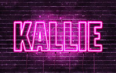 Kallie, 4k, wallpapers with names, female names, Kallie name, purple neon lights, Happy Birthday Kallie, picture with Kallie name