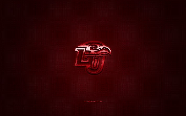 Liberty Flames logo, American football club, NCAA, red logo, red carbon fiber background, American football, Lynchburg, Virginia, USA, Liberty Flames