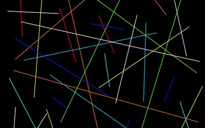 multicolorida linhas em um plano de fundo preto, neon linhas, as linhas pretas, fundo, abstratos linhas de fundo