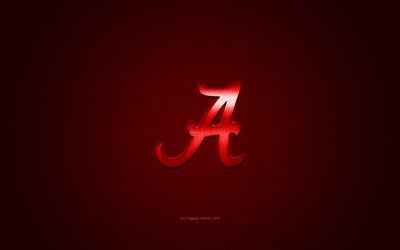 Alabama Crimson Tide emblem, American football club, NCAA, red logo, red carbon fiber background, Alabama Crimson Tide logo, American football, Tuscaloosa, Alabama, USA, Alabama Crimson Tide, University of Alabama