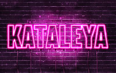 Kataleya, 4k, wallpapers with names, female names, Kataleya name, purple neon lights, Happy Birthday Kataleya, picture with Kataleya name