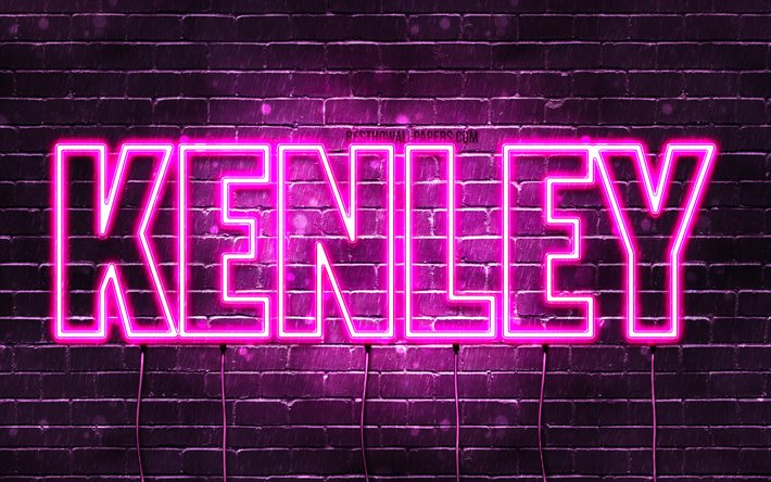Kenley, 4k, 壁紙名, 女性の名前, Kenley名, 紫色のネオン, お誕生日おめでKenley, 写真Kenley名