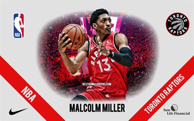 Malcolm Miller, Toronto Raptors, Amerikkalainen Koripalloilija, NBA, muotokuva, USA, koripallo, Scotiabank Arena, Toronto Raptors-logo