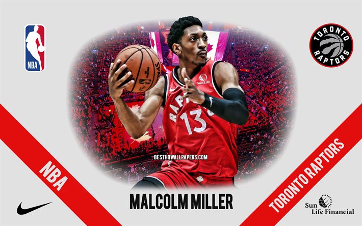 Malcolm Miller, Toronto Raptors, American Basketball Player, NBA, portrait, USA, basketball, Scotiabank Arena, Toronto Raptors logo