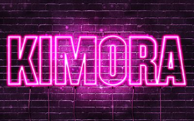 Kimora, 4k, wallpapers with names, female names, Kimora name, purple neon lights, Happy Birthday Kimora, picture with Kimora name