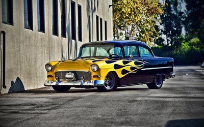 Chevrolet Bel Air, tuning, 1955 cars, retro cars, american cars, 1955 Chevrolet Bel Air, Chevrolet