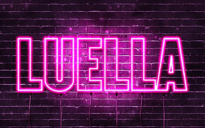 Luella, 4k, sfondi per il desktop con i nomi, nomi di donna, Luella nome, viola neon, buon Compleanno Luella, immagine a Luella nome