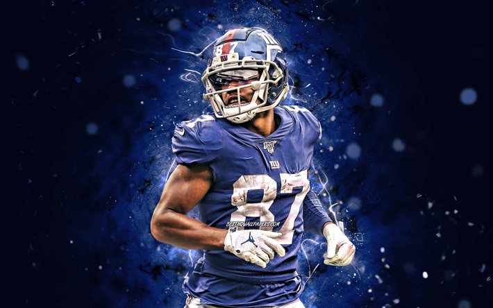 Sterling Shepard, 4K, wide receiver, New York Giants, american football, NFL, Sterling Clay Shepard, National Football League, NY Giants, neon lights, Sterling Shepard New York Giants, Sterling Shepard 4K