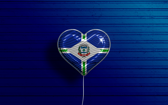 I Love Limeira, 4k, realistic balloons, blue wooden background, Day of Limeira, brazilian cities, flag of Limeira, Brazil, balloon with flag, cities of Brazil, Limeira flag, Limeira