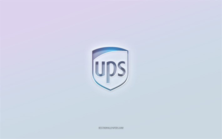 UPS logo, cut out 3d text, white background, UPS 3d logo, UPS emblem, UPS, embossed logo, UPS 3d emblem