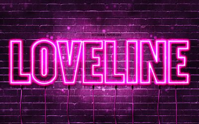 Happy Birthday Loveline, 4k, pink neon lights, Loveline name, creative, Loveline Happy Birthday, Loveline Birthday, popular french female names, picture with Loveline name, Loveline