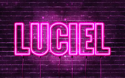 Happy Birthday Luciel, 4k, pink neon lights, Luciel name, creative, Luciel Happy Birthday, Luciel Birthday, popular french female names, picture with Luciel name, Luciel