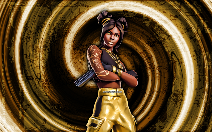 4k, Luxe, yellow grunge background, Fortnite, vortex, Fortnite characters, Luxe Skin, Fortnite Battle Royale, Luxe Fortnite
