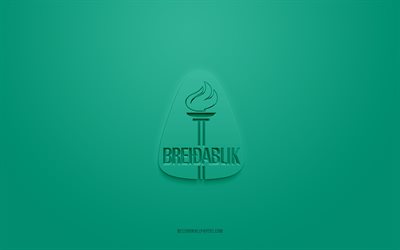 Breidablik, creative 3D logo, green background, Besta-deild karla, 3d emblem, Icelandic football club, Iceland, 3d art, football, Breidablik 3d logo