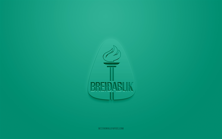 بريدابليك, شعار 3d الإبداعية, خلفية خضراء, أفضل قسم للرجال, شعار zd, نادي ايسلندي لكرة القدم, أيسلندا, عد أرت, كرة القدم, شعار breidablik ثلاثي الأبعاد