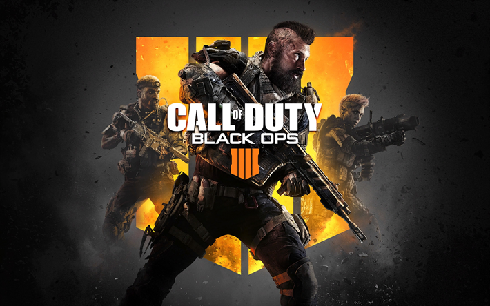 call of duty black ops 4, mat&#233;riel promotionnel, affiche, personnages call of duty, personnages black ops 4, logo call of duty