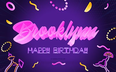 joyeux anniversaire brooklynn, 4k, purple party background, brooklynn, art cr&#233;atif, brooklynn nom, brooklynn anniversaire, f&#234;te d anniversaire fond