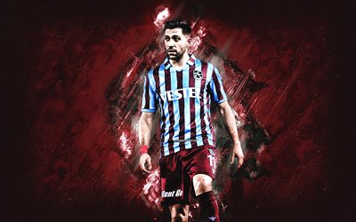 Anastasios Bakasetas, Trabzonspor, Greek footballer, portrait, burgundy stone background, football, Turkey