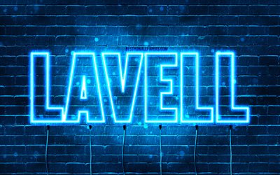 feliz anivers&#225;rio lavell, 4k, luzes de neon azuis, nome lavell, criativo, lavell feliz anivers&#225;rio, anivers&#225;rio lavell, nomes masculinos franceses populares, imagem com nome lavell, lavell