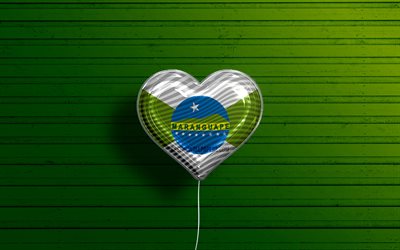 I Love Maranguape, 4k, realistic balloons, green wooden background, Day of Maranguape, brazilian cities, flag of Maranguape, Brazil, balloon with flag, cities of Brazil, Maranguape flag, Maranguape