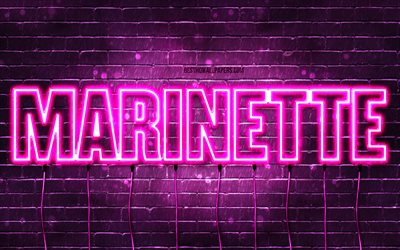 happy birthday marinette, 4k, luci al neon rosa, nome marinette, creativo, marinette happy birthday, marinette birthday, nomi femminili francesi popolari, foto con nome marinette, marinette