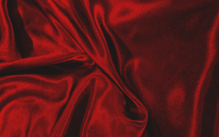 red silk fabric, 4k, silk fabric texture, red fabric background, red silk background, red silk wave texture, red wave fabric background