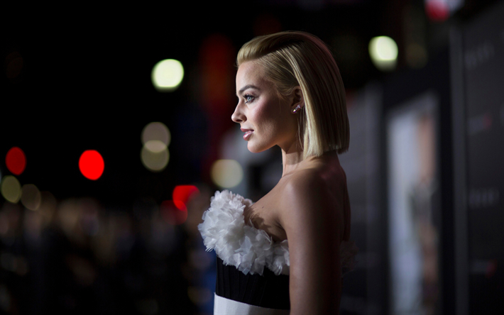 Margot Robbie, Evening make-up, Australian actress, beautiful young woman, evening dress