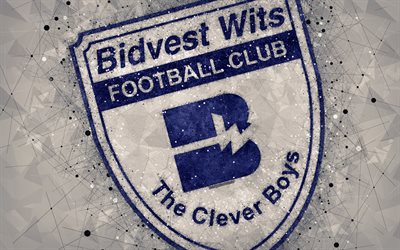 Bidvest Wits FC, 4k, logo, geometric art, South African football club, gray background, Premier Soccer League, PSL, Johannesburg, South Africa, football