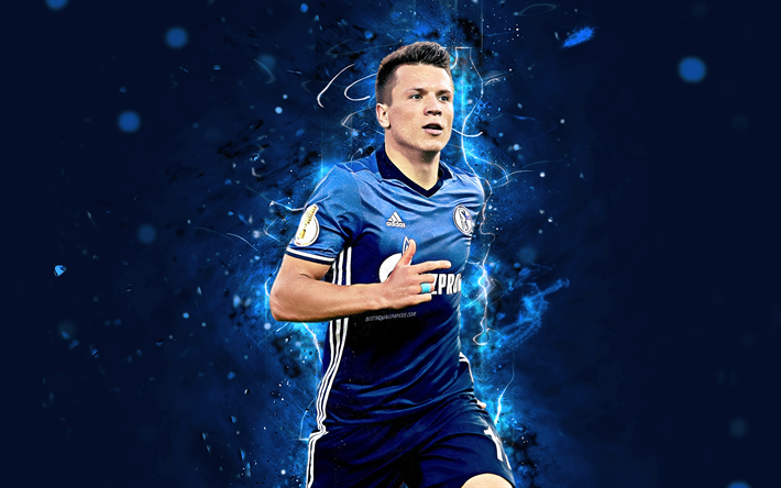 4k, Yevhen Konoplyanka, abstrakt konst, fotboll stj&#228;rnor, Schalke 04, fotboll, Konoplyanka, Bundesliga, fotbollsspelare, neon lights, Schalke 04 FC