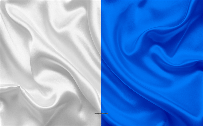 Bandeira de Brescia, 4k, textura de seda, branca de seda azul da bandeira, bras&#227;o de armas, Cidade italiana, Brescia, Lombardia, It&#225;lia, s&#237;mbolos