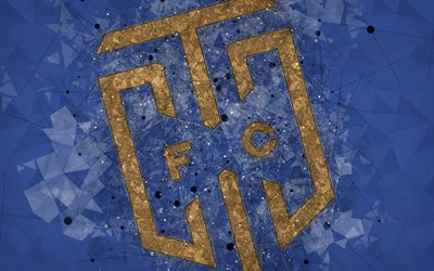 Cape Town City FC, 4k, logo, geometric art, South African football club, blue background, Premier Soccer League, PSL, Cape Town, South Africa, football