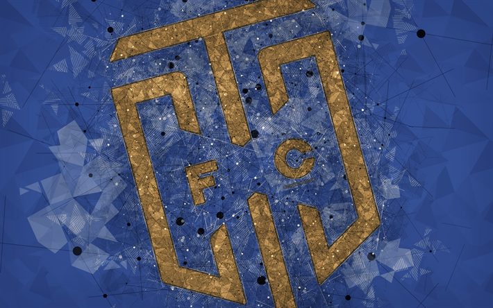 Cape Town City FC, 4k, el logotipo, el arte geom&#233;trico, sud&#225;frica, club de f&#250;tbol, fondo azul, Premier Soccer League, PSL, Ciudad del Cabo, el f&#250;tbol