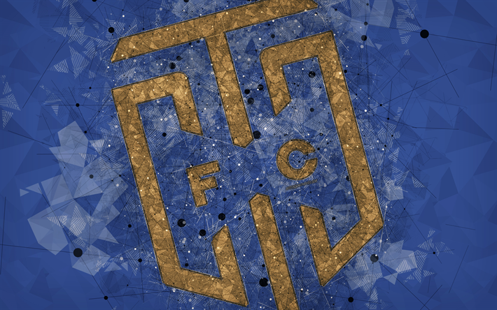 Cape Town City FC, 4k, le logo, l&#39;art g&#233;om&#233;trique, Sud-Africaine de football club, fond bleu, Premier Soccer League, PSL, Cape Town, Afrique du Sud, le football