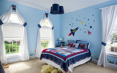 stylish interior, childrens bedroom, modern interior design, country house, room design for a little boy