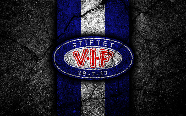 4k, Valerenga FC, emblema, Eliteserien, pedra preta, futebol, Noruega, Valerenga, logo, a textura do asfalto, FC Valerenga