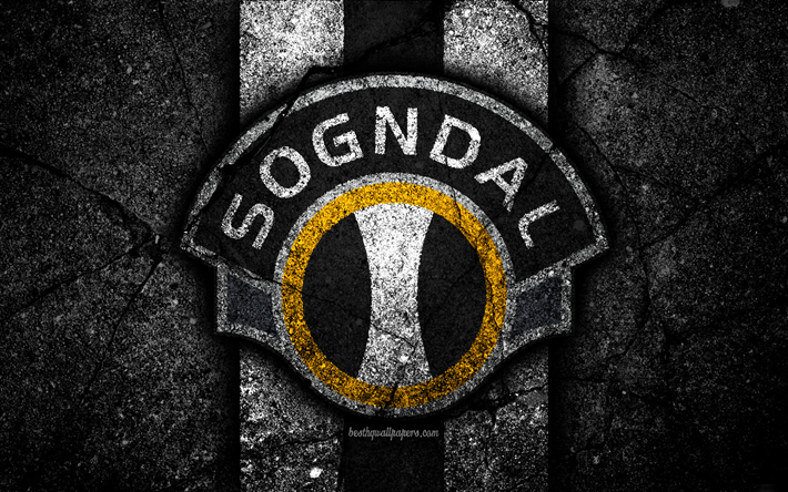 4k, Sogndal FC, el emblema, la Eliteserien, piedra negra, f&#250;tbol, Noruega, Sogndal, logotipo, asfalto, la textura, el f&#250;tbol, el FC Sogndal