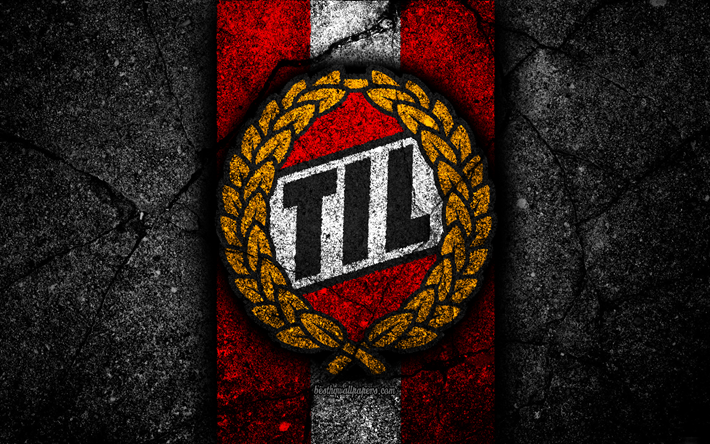 4k, Tromso FC, embl&#232;me, Eliteserien, pierre noire, de football, de la Norv&#232;ge, de Tromso, le logo, l&#39;asphalte, la texture, le football, le FC Tromso