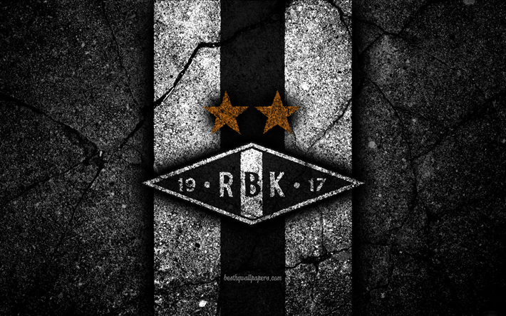 4k, el Rosenborg FC, el emblema, la Eliteserien, piedra negra, f&#250;tbol, Noruega, el Rosenborg, el logotipo, el asfalto, la textura, el f&#250;tbol, el FC Rosenborg