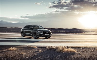 Soru 8 Audi, 2018, 4k, siyah crossover, &#246;n g&#246;r&#252;n&#252;m, yeni siyah Soru 8, S-Line, 55 SİLİNDİRLİ, Alman otomobil, Audi