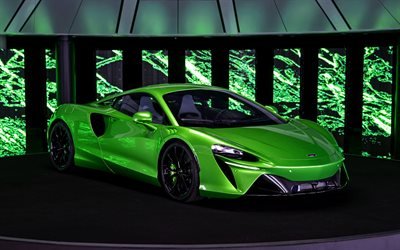 McLaren Artura, 2021, exteriör, grön sportkupé, superbil, ny grön Artura, brittiska sportbilar, McLaren