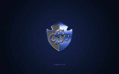 CS Cartagines, clube de futebol da Costa Rica, logotipo azul, fundo azul de fibra de carbono, Liga FPD, futebol, Cartago, Costa Rica, logotipo do CS Cartagines