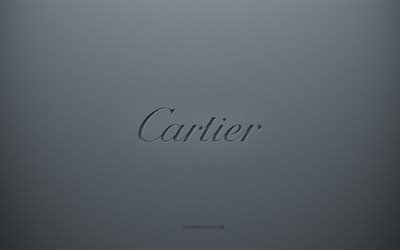 カルティエのロゴ, 灰色の創造的な背景, カルティエのエンブレム, 灰色の紙の質感, カルティエ, 灰色の背景, カルティエ3Dロゴ