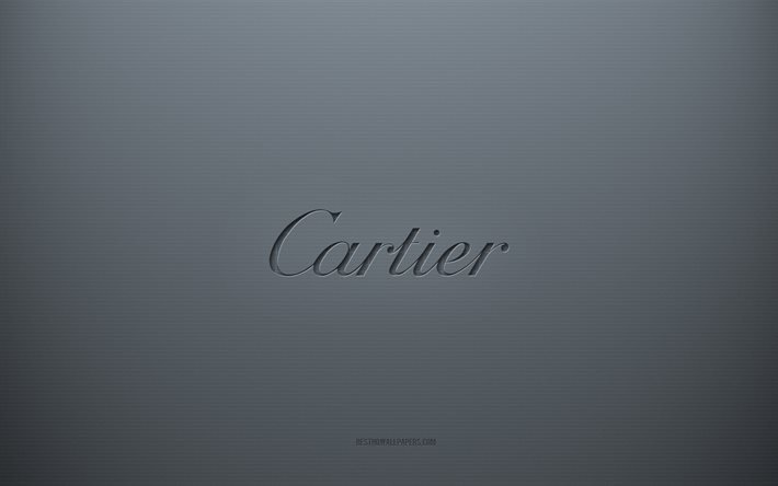 Logo Cartier, fond cr&#233;atif gris, embl&#232;me Cartier, texture papier gris, Cartier, fond gris, logo 3d Cartier
